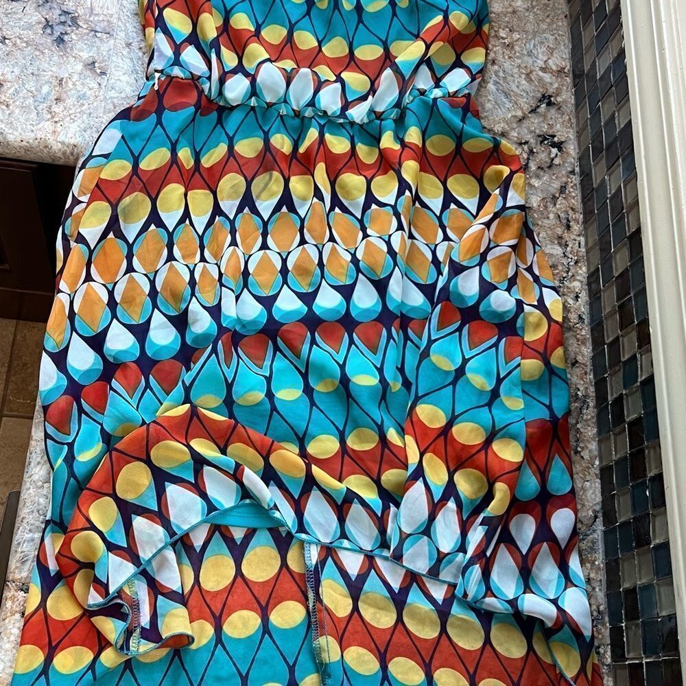 Colorful retro Geometric Pattern Dress - Picture 2 of 4